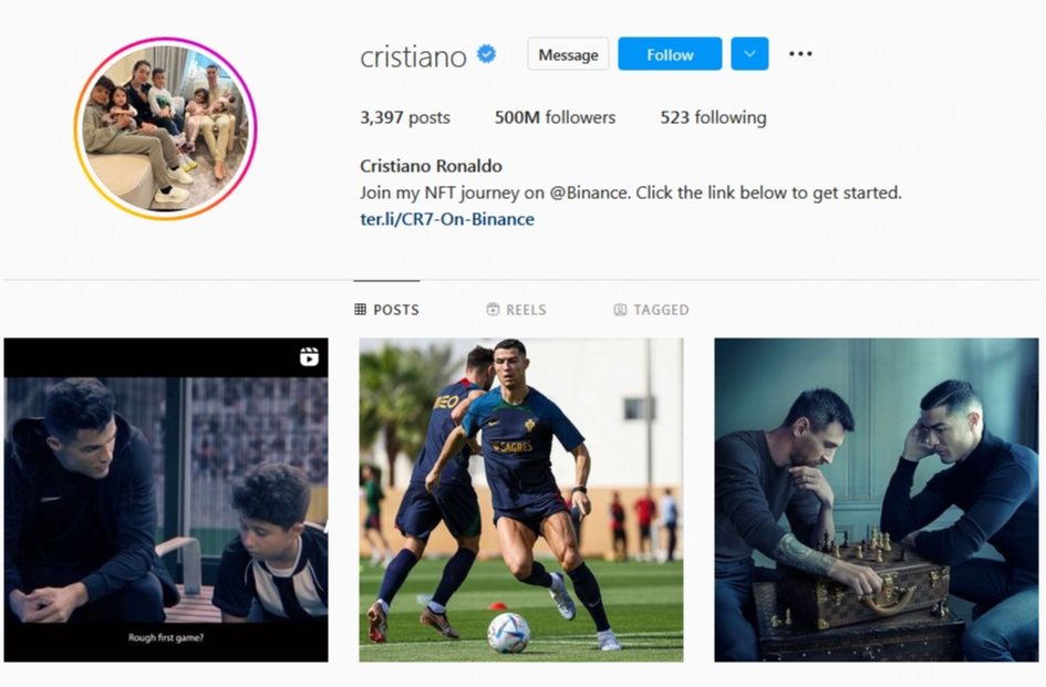 Криштиану Роналду первым набрал в Instagram 500 млн подписчиков