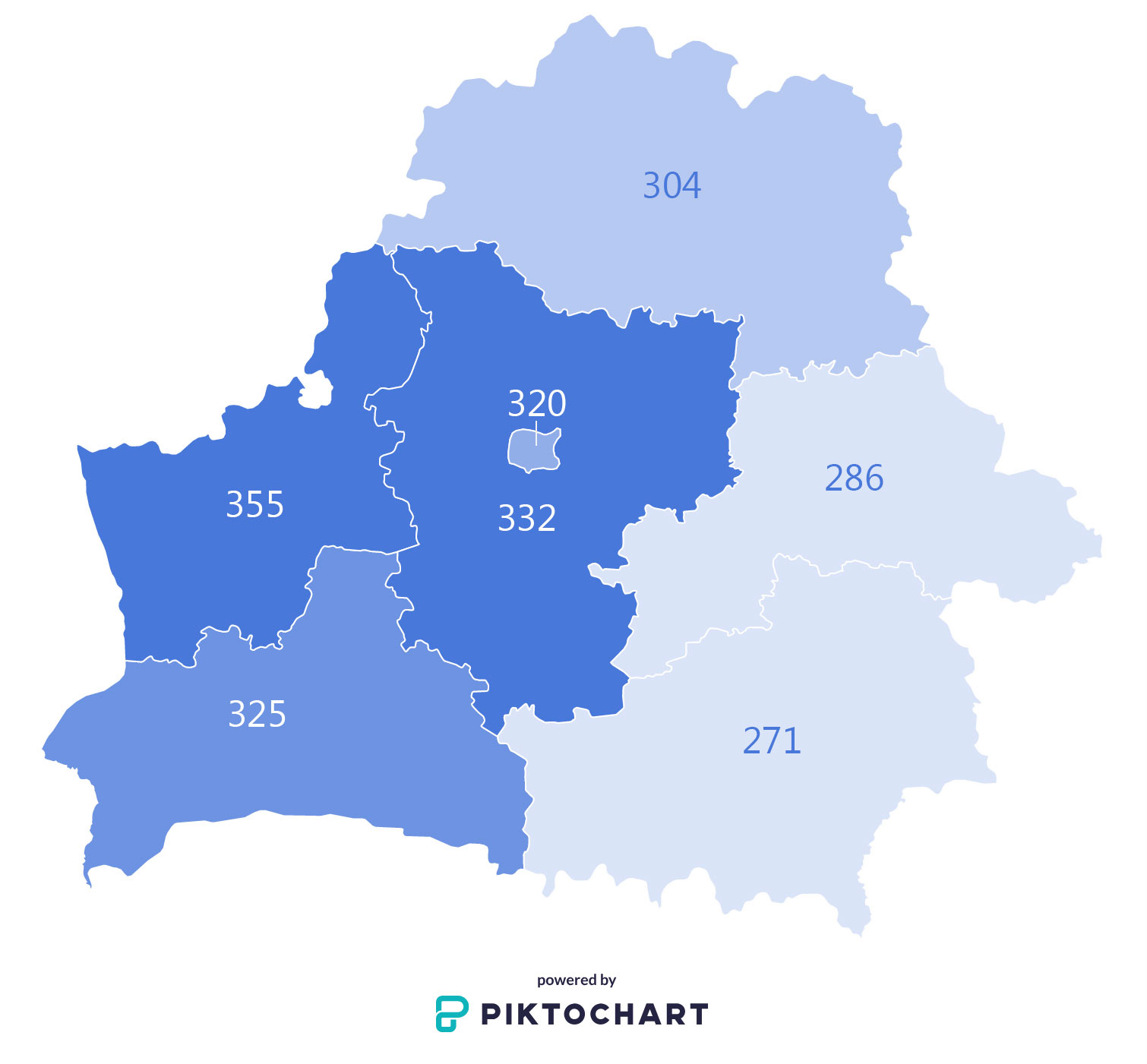 Количество автомобилей на 1000 жителей по областям и Минску за 2017 год