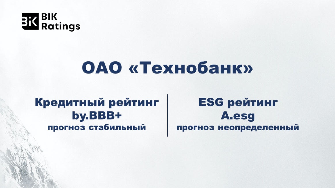 Технобанку присвоили кредитный и ESG рейтинги