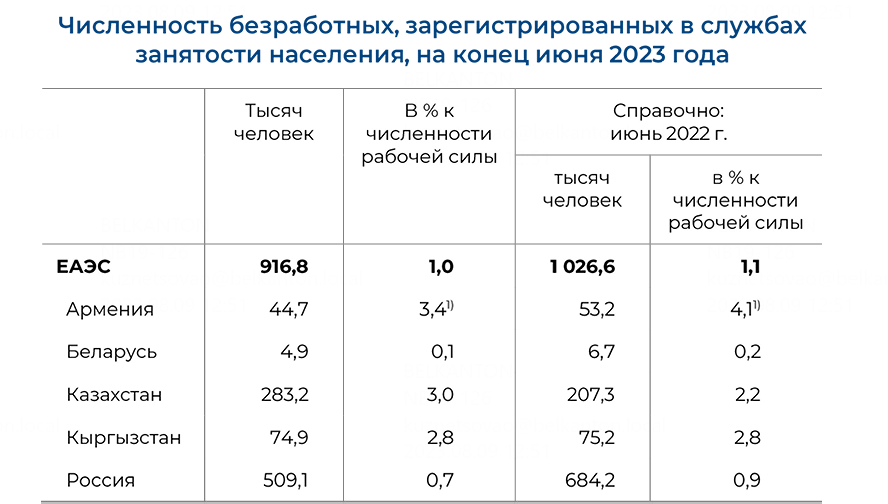 ЕЭК оценила безработицу в Беларуси — 