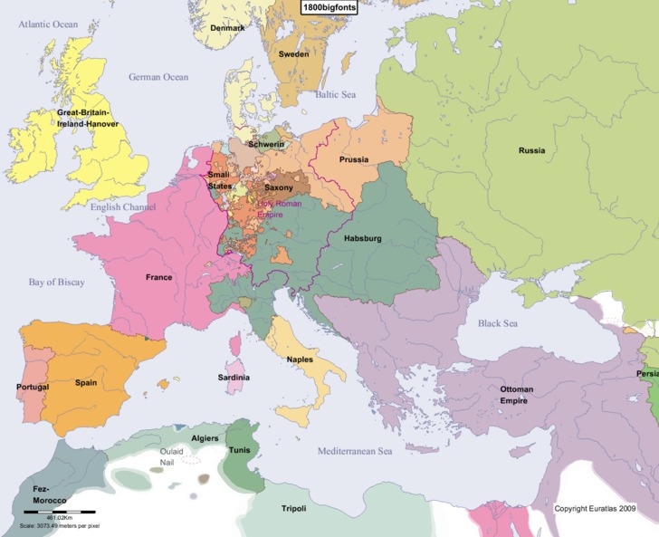 Карта Европы 1800