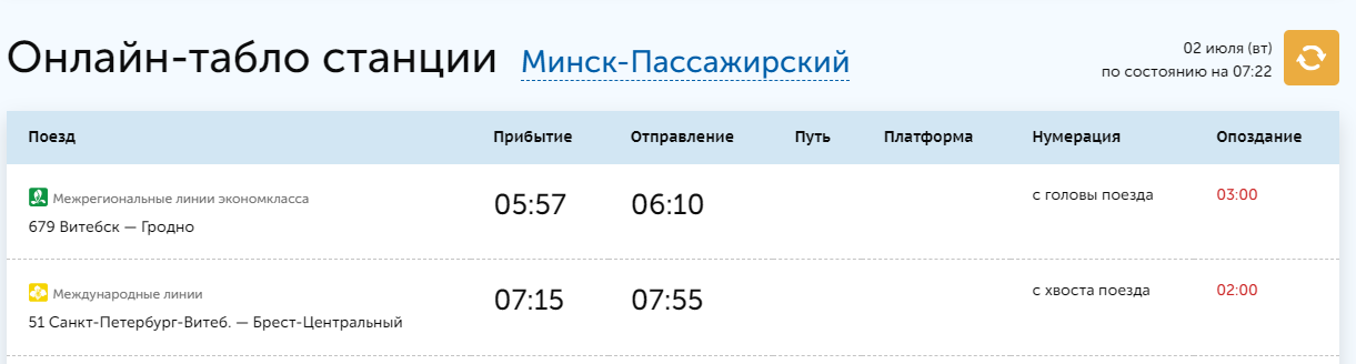 Поезда витебского направления опаздывают в Минск на два-три часа из-за непогоды